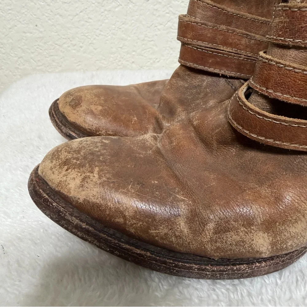 Freebird By Steven Watts Brown Distressed Leather Ankle Boots Size 9